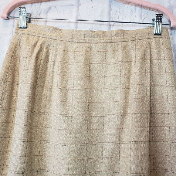 VINTAGE LORD & TAYLOR Plaid Silk-blend Skirt - Picture 2 of 9